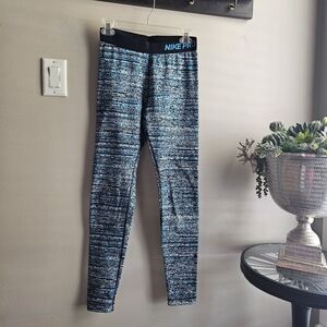 Nike Pro Black and Blue Leggings